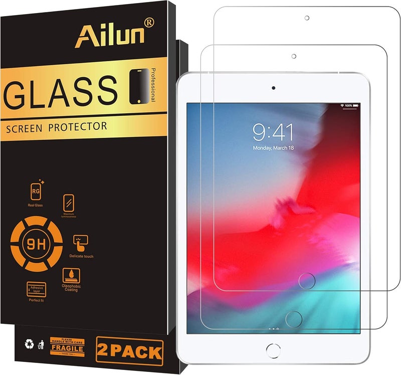 Ailun Screen Protector for iPad Mini 4, iPad Mini 5 2019 2Pack Tempered Glass 2.5D Edge Ultra Clear Transparency Anti Scratches Case Friendly - Image 1